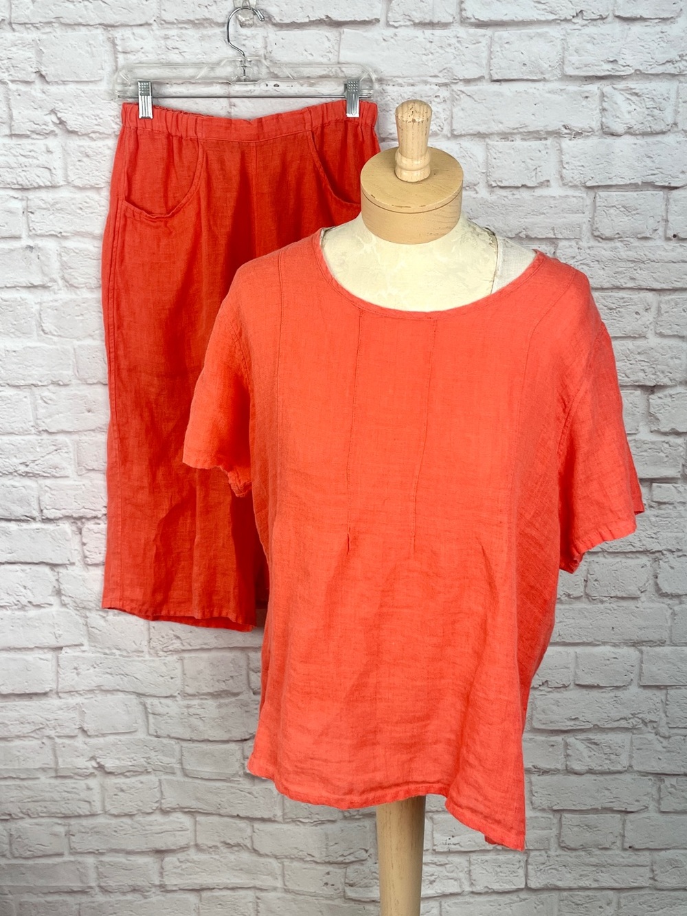 Flax Orange 100% Linen Flowy Set S/M
